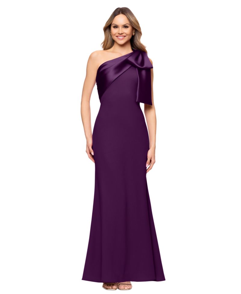Women's Bow-Trimmed One-Shoulder Gown