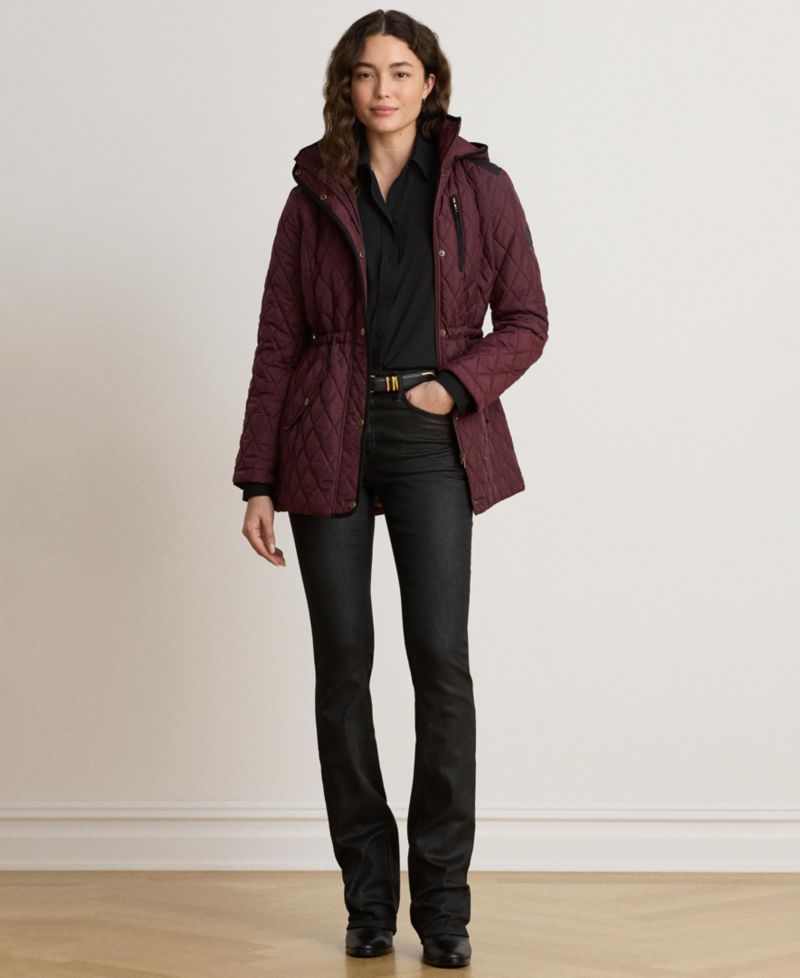Petite Hooded Quilted Anorak Coat