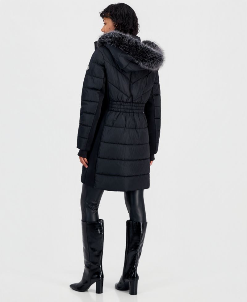 Michael Kors Women's Hooded Faux-Fur Trim Puffer Coat