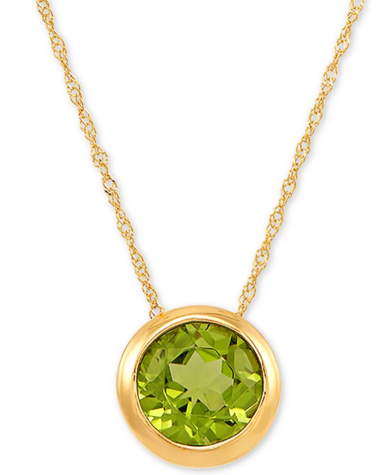 Birthstone 18" Bezel Pendant Necklace in 14k Gold