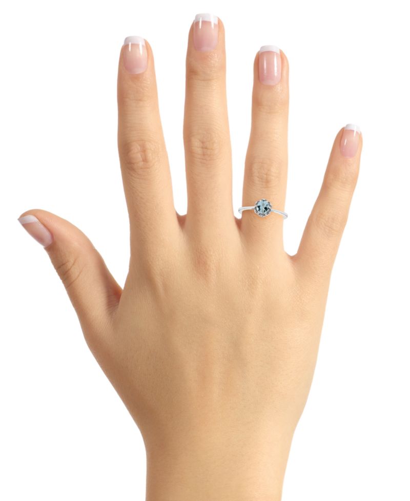 Opal Six Prong Solitaire Ring (1/3 ct. t.w.) in Sterling Silver (Also in Aquamarine)
