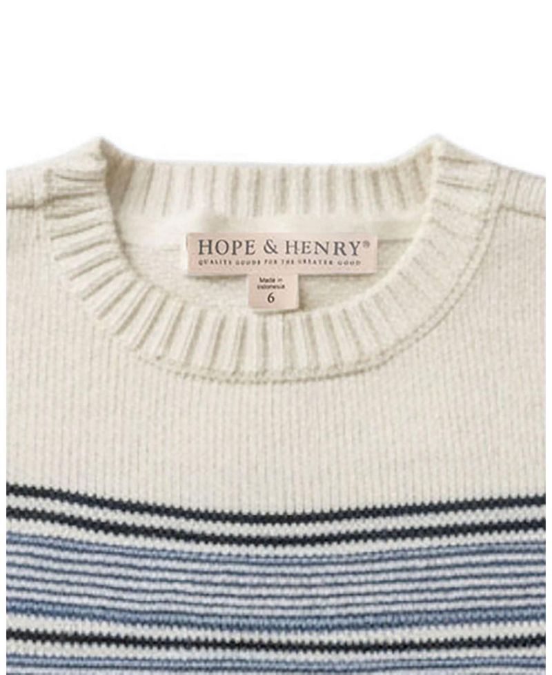 Hope and Henry Boy's Small to Xlarge Organic Striped Crew Neck Pullover Sweater