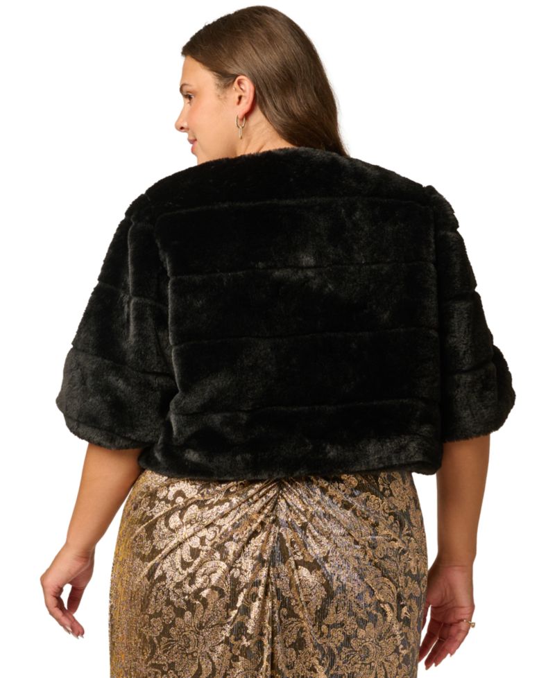 Plus Size Faux Fur Cover-up Cropped Jacket