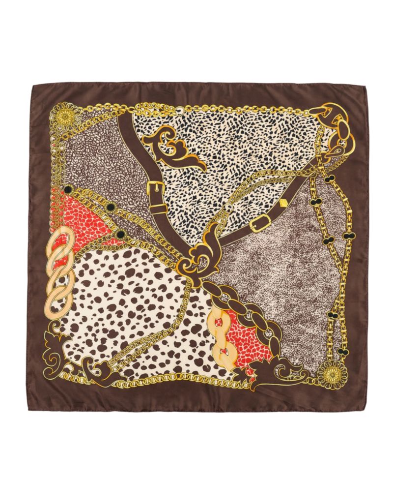 Animal Print Satin Square Scarf