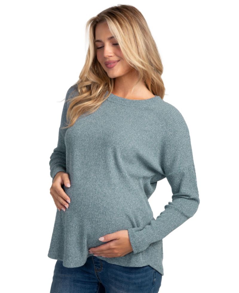 Maternity Crewneck Long-Sleeve Relaxed-Fit Sweater