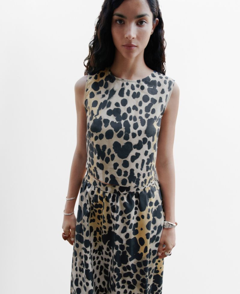 Women's Animal-Print Cotton Crop Top