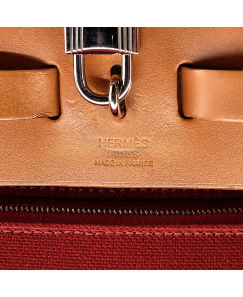 Pre-Owned Hermes 31 Herbag Zip Leather and Toile