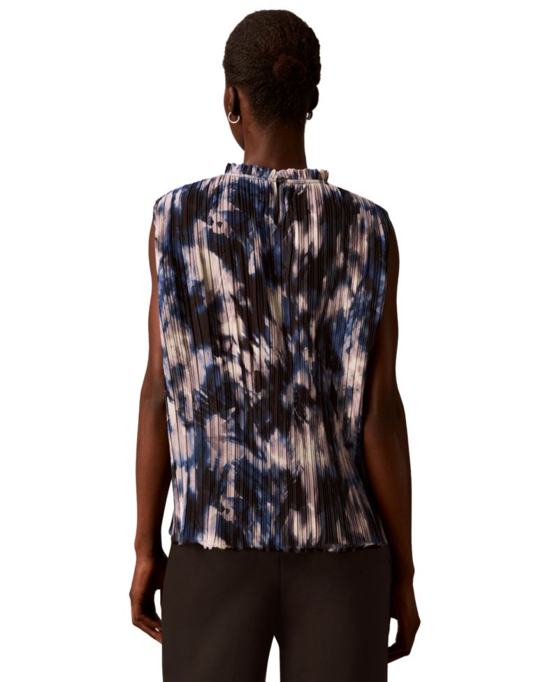 Women's Mock Neck Sleeveless Printed Blouse