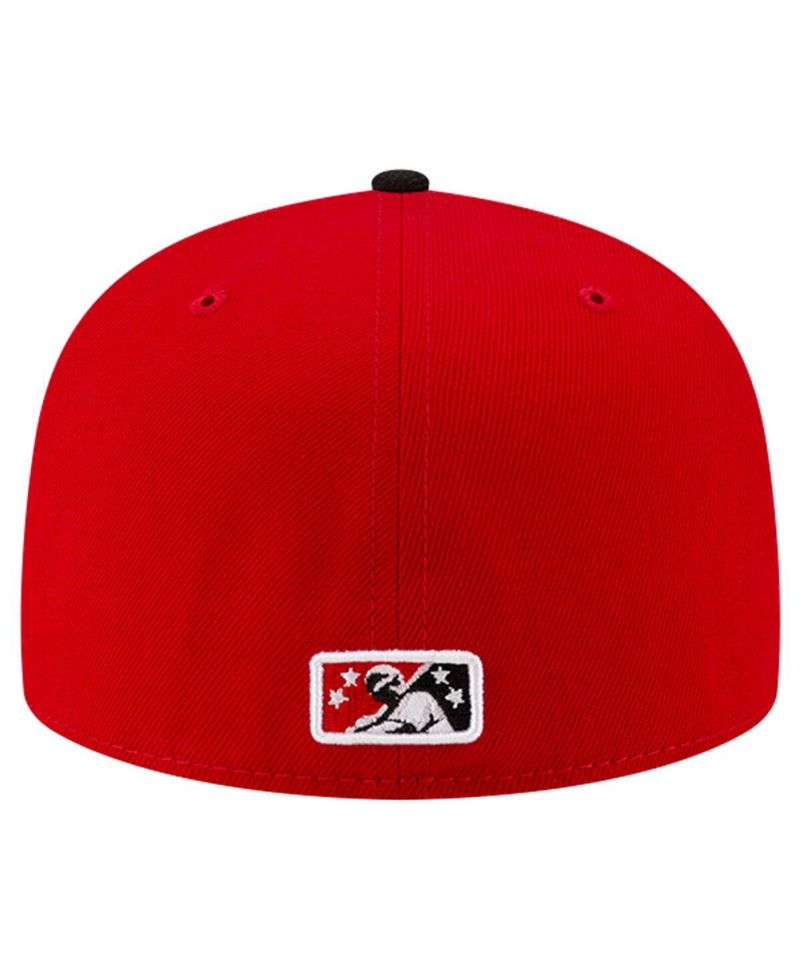 Men's Red/Black Erie SeaWolves Theme Night Pepperoni 59FIFTY Fitted Hat