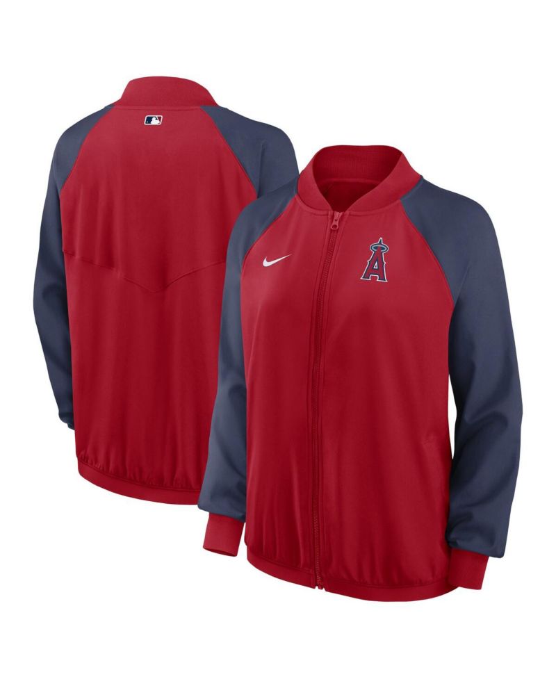 Women's Red Los Angeles Angels Authentic Collection Team Raglan Performance Full-Zip Jacket
