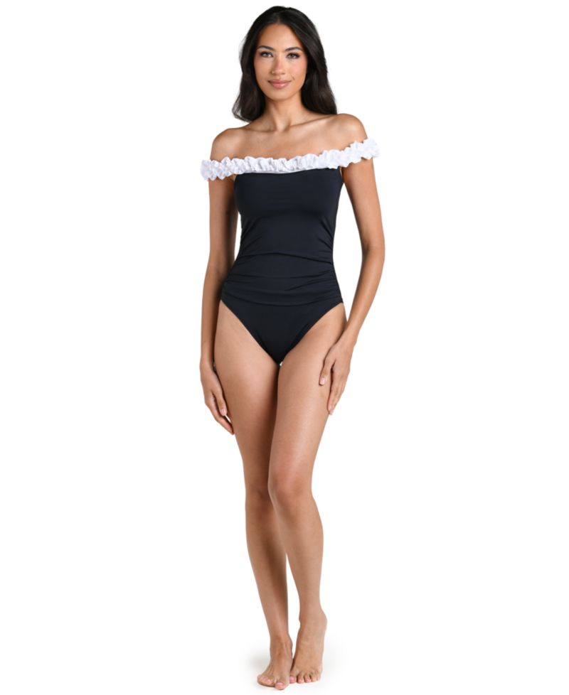 Women's Island Goddess Ruffle Off-The-Shoulder One-Piece Swimsuit