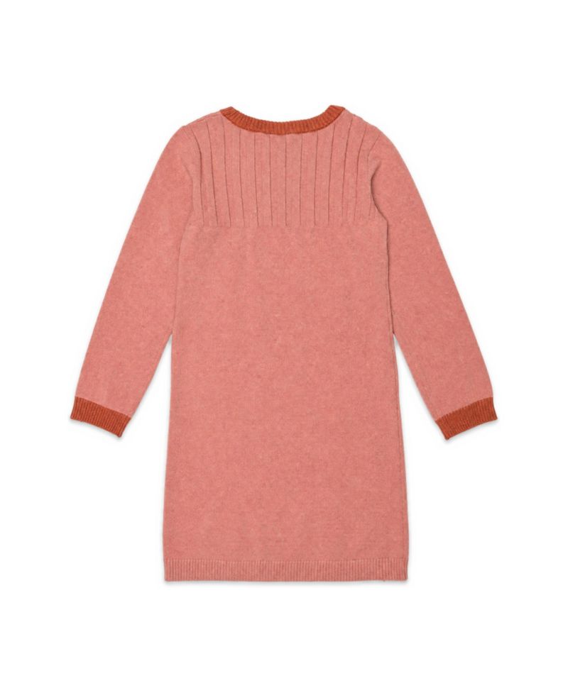Big Girls (6-14) Knitted Dress with Strawberry Jacquard Pink