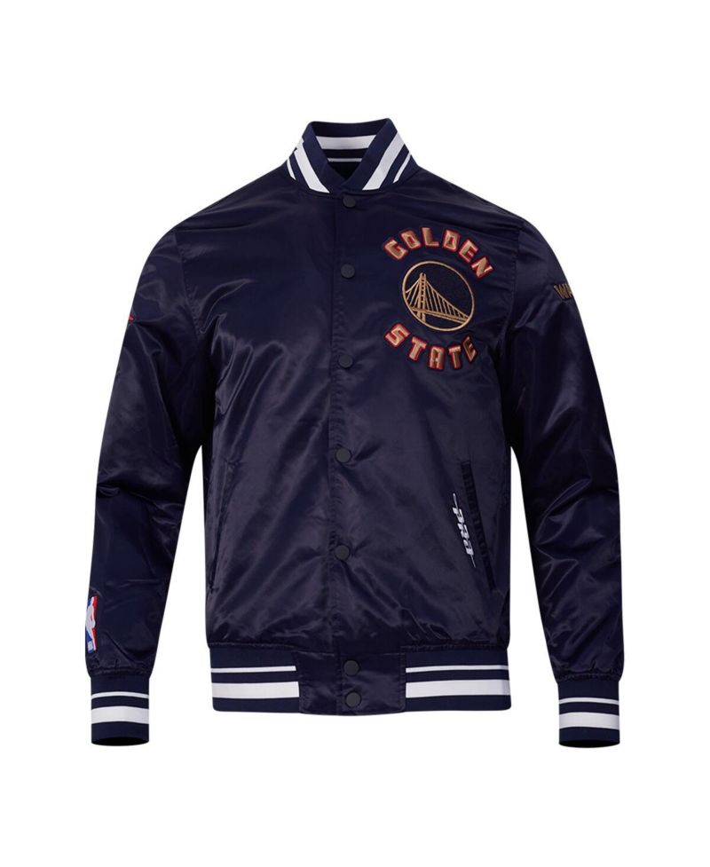 Men's Navy Golden State Warriors 2024/25 City Edition Chenille Satin Full-Snap Jacket