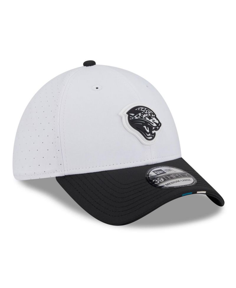Men's White/Black Jacksonville Jaguars 2025 NFL Training Camp Throwback Logo 39THIRTY Flex Hat
