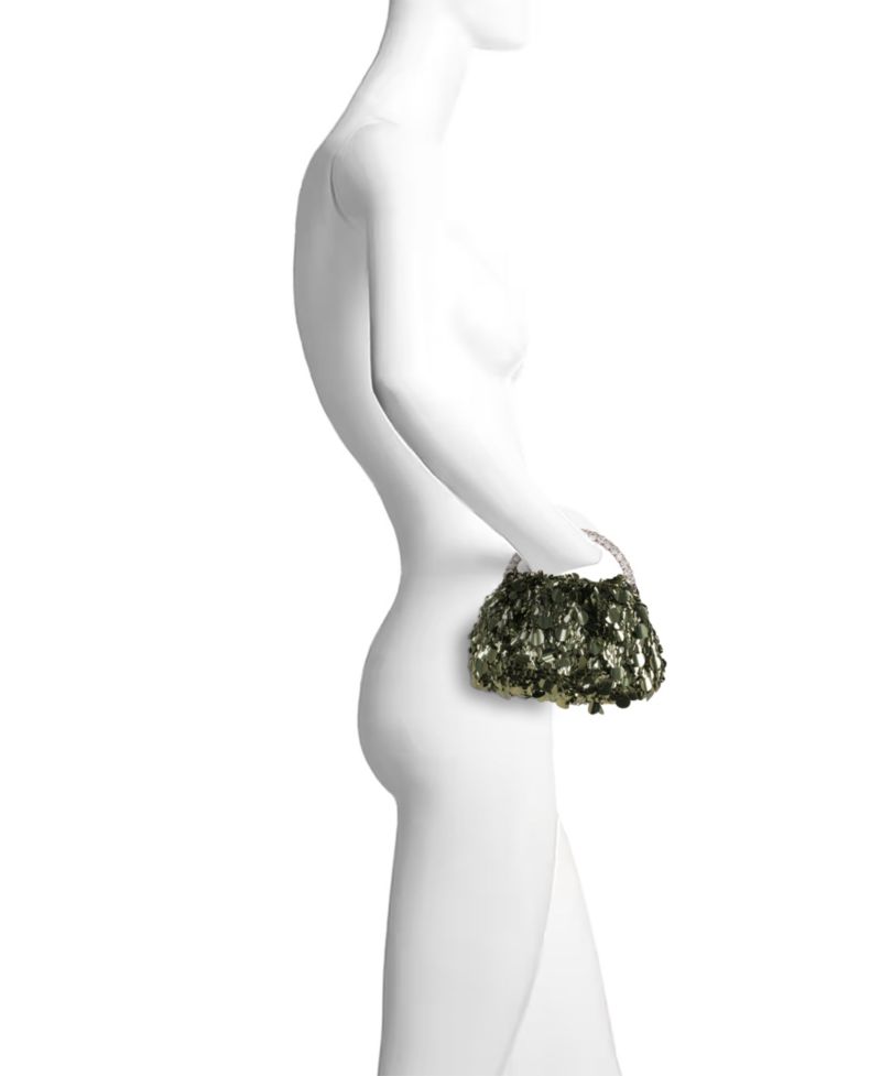 Woman's Holly Crinkle Sequin Crystal Handle Pouch