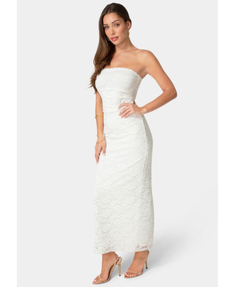 Women's Lace Strapless Maxi Dress