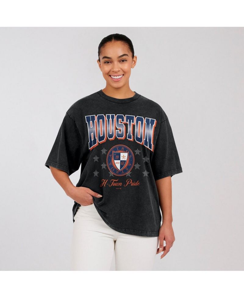 Women's Black Houston Astros Oversized Boyfriend T-Shirt