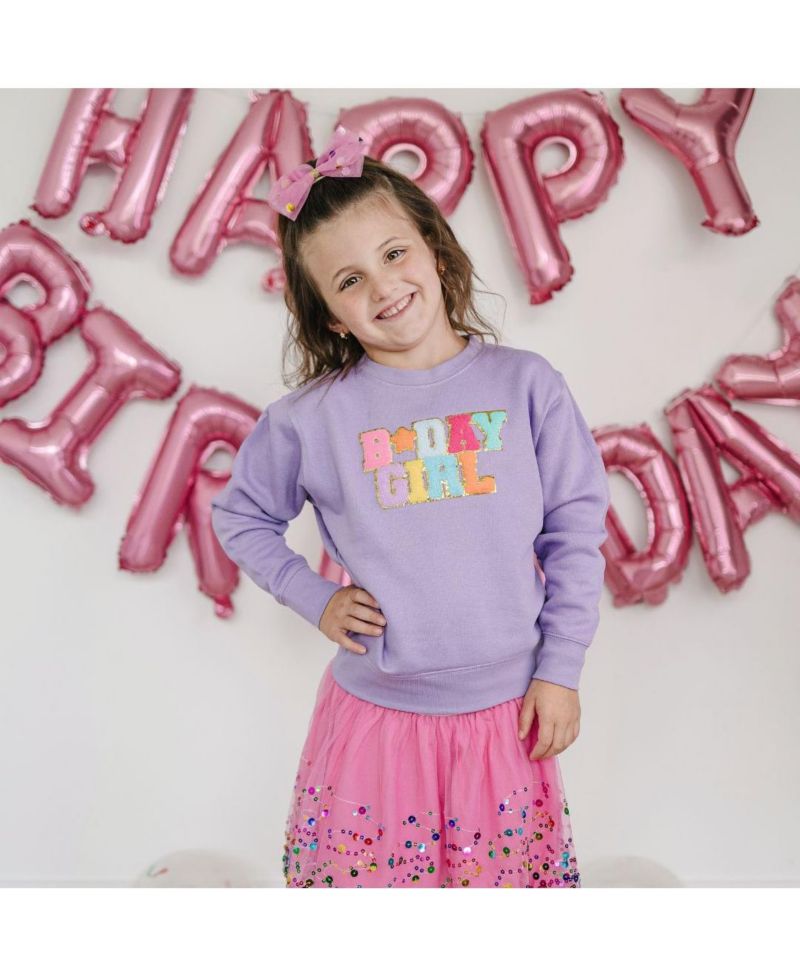Little and Big Girls Birthday Girl Patch Sweatshirt