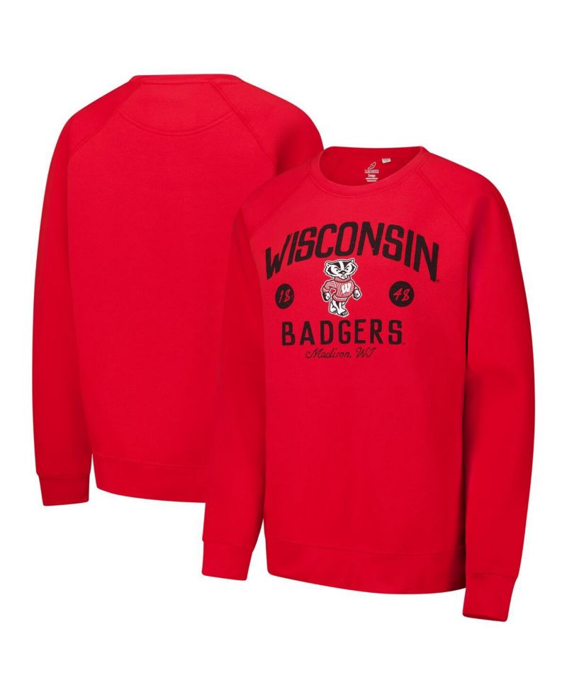 Men's Red Wisconsin Badgers Bendy Arch Essential 2.0 Pullover Sweatshirt