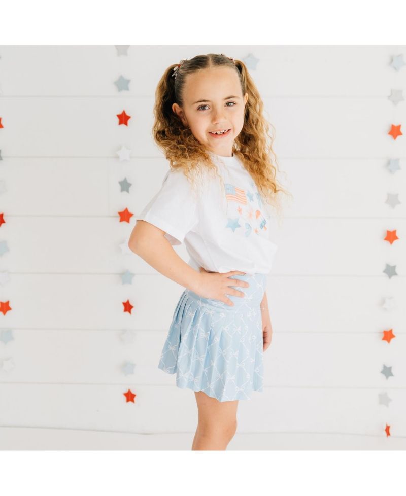 Little and Big Girls Glitter Flag Bow Clip Set