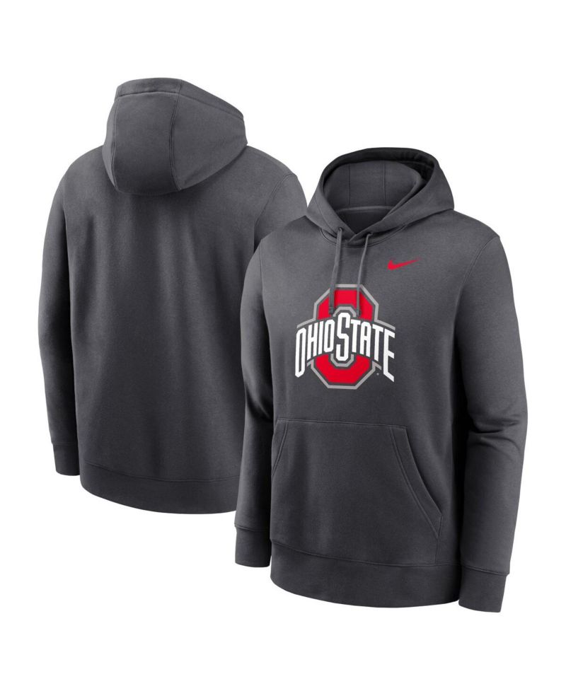Men's Anthracite Ohio State Buckeyes Primetime Evergreen Club Fleece Pullover Hoodie