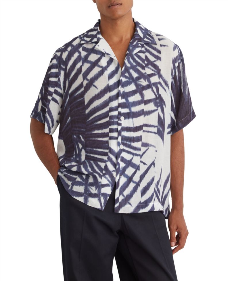 Men's Shindora Pliss&eacute; Cuban-Collar Short-Sleeve Shirt