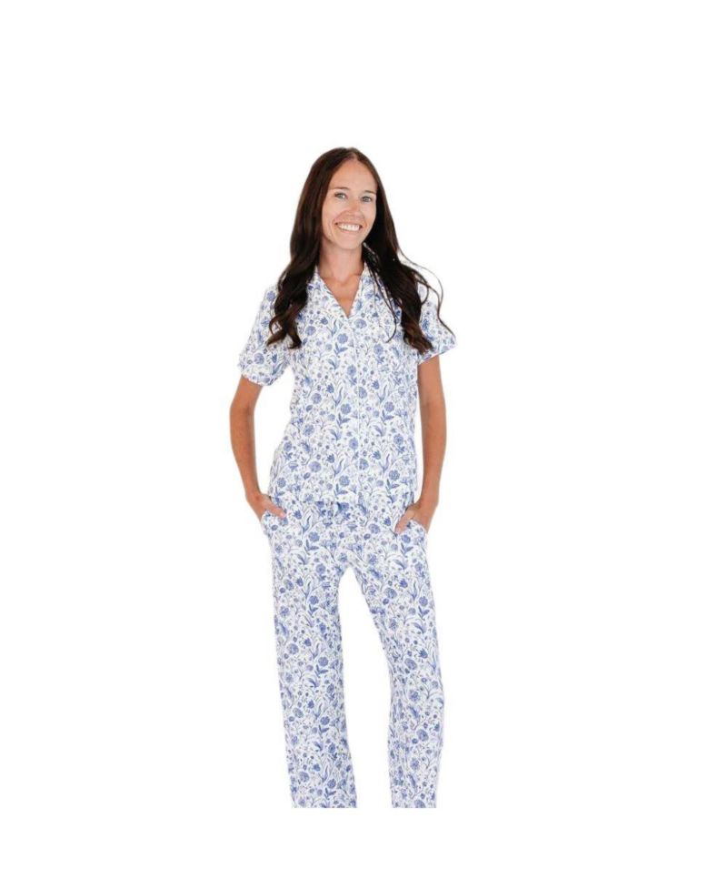 Women's Porcelain Vine Viscose from Bamboo-Blend Floral Short-Sleeve Pajama Set
