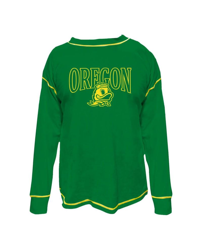 Women's Green Oregon Ducks Plus Size Contrast Stitch Sweatshirt