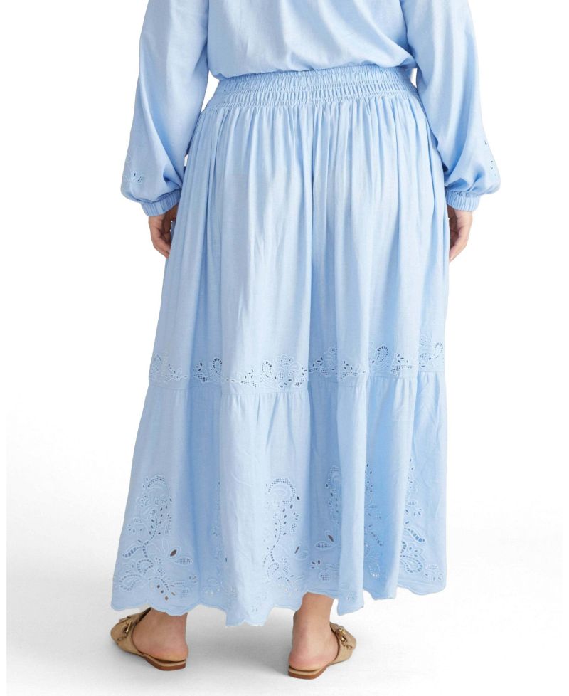 Plus Size Tosca Embroidered Linen Blend Maxi Skirt
