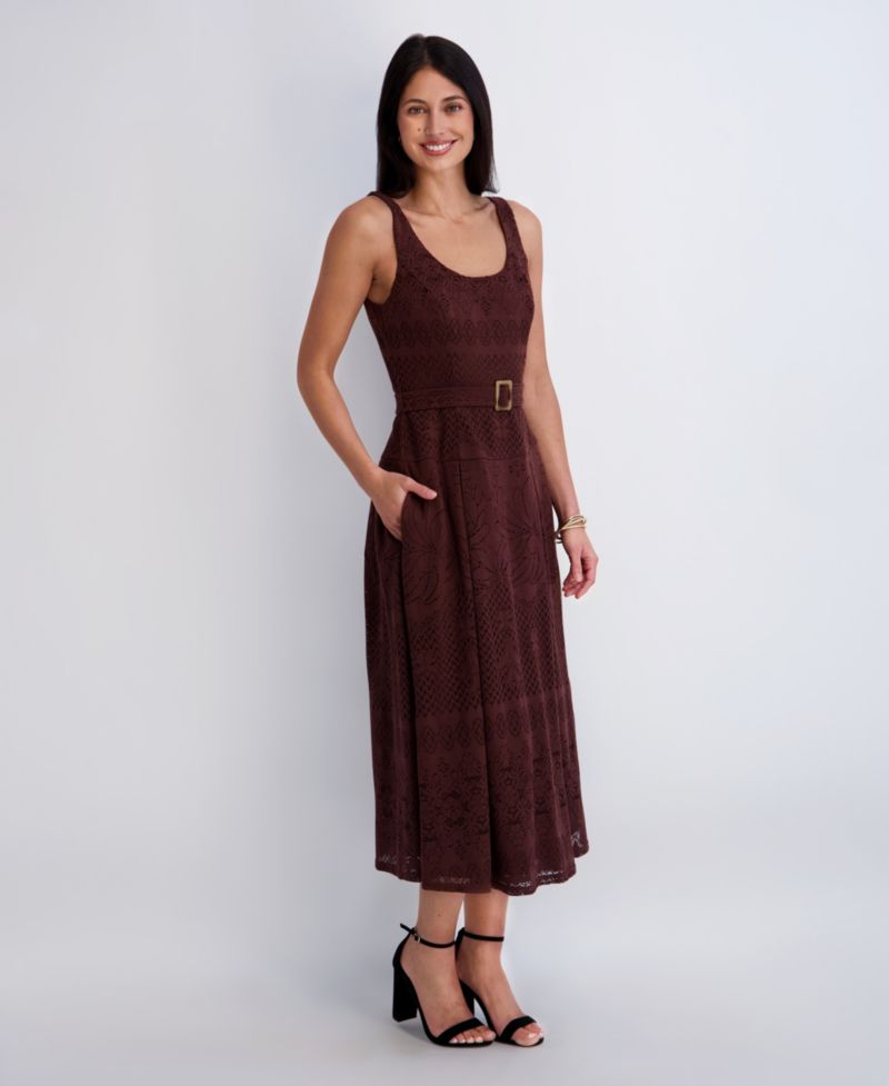 Women's Crochet Knit Scoop Neck Dress
