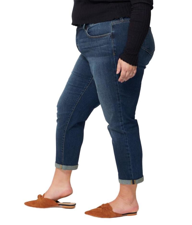 Women's Women'sDenim Mid Rise Boyfriend rolled in 25.5" inseam - Kelly