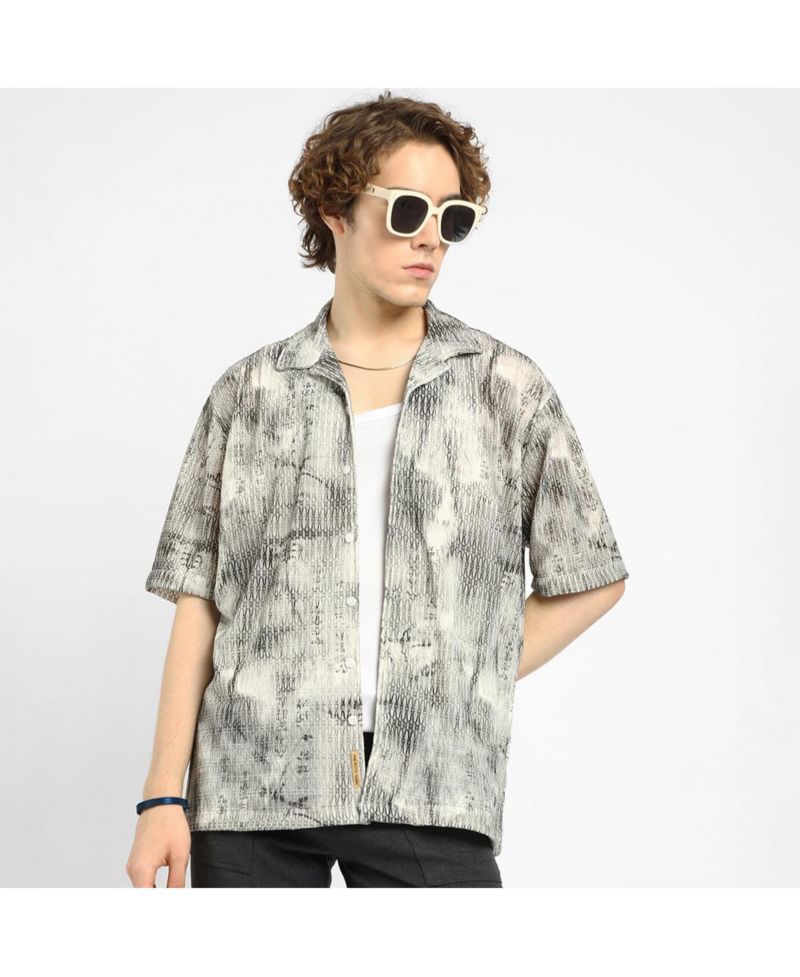 Men's Faded Woven Oversized Shirt