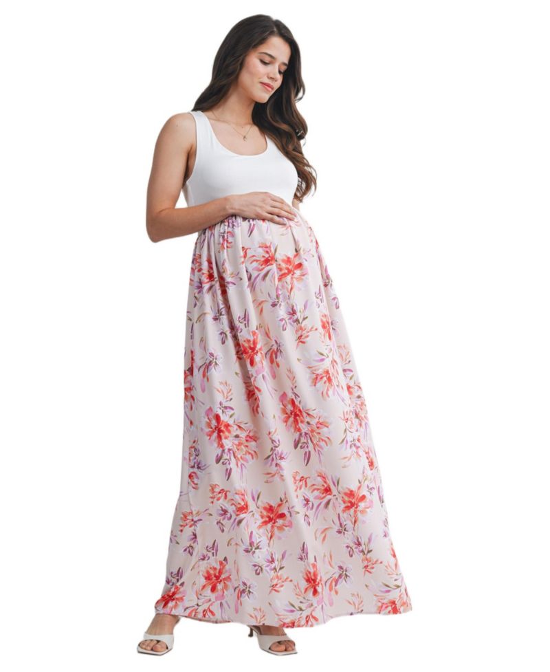 Women's Floral Scoop Neck Sleeveless Maxi Dress