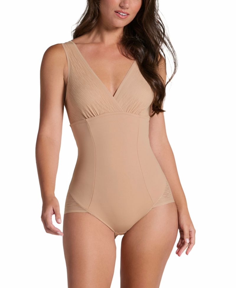 Women's Sheer Stripe Detail Sculpting Bodysuit