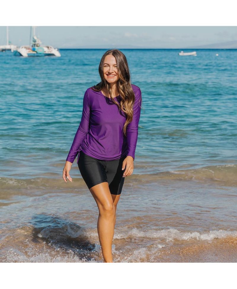 Women's Chlorine Resistant High Waisted Mid-Thigh Swim Shorts