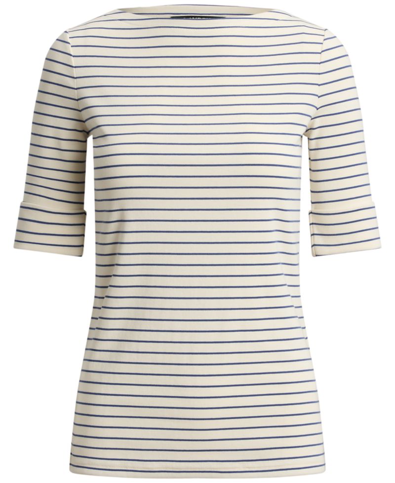 Women's Striped Boat Neck Top