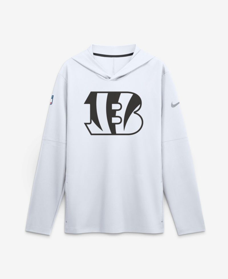 Men's White Cincinnati Bengals Sideline Dri-FIT Long Sleeve Hooded T-Shirt