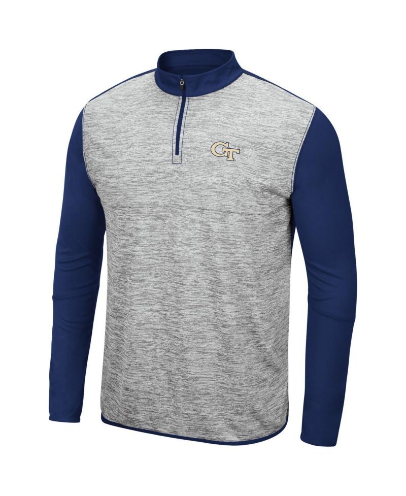 Men's Gray, Navy Georgia Tech Yellow Jackets Prospect Space-Dye Quarter-Zip Jacket