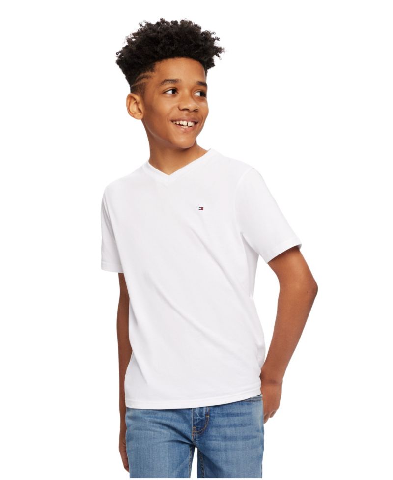 Toddler and Little Boys Embroidered Logo V-Neck Tee