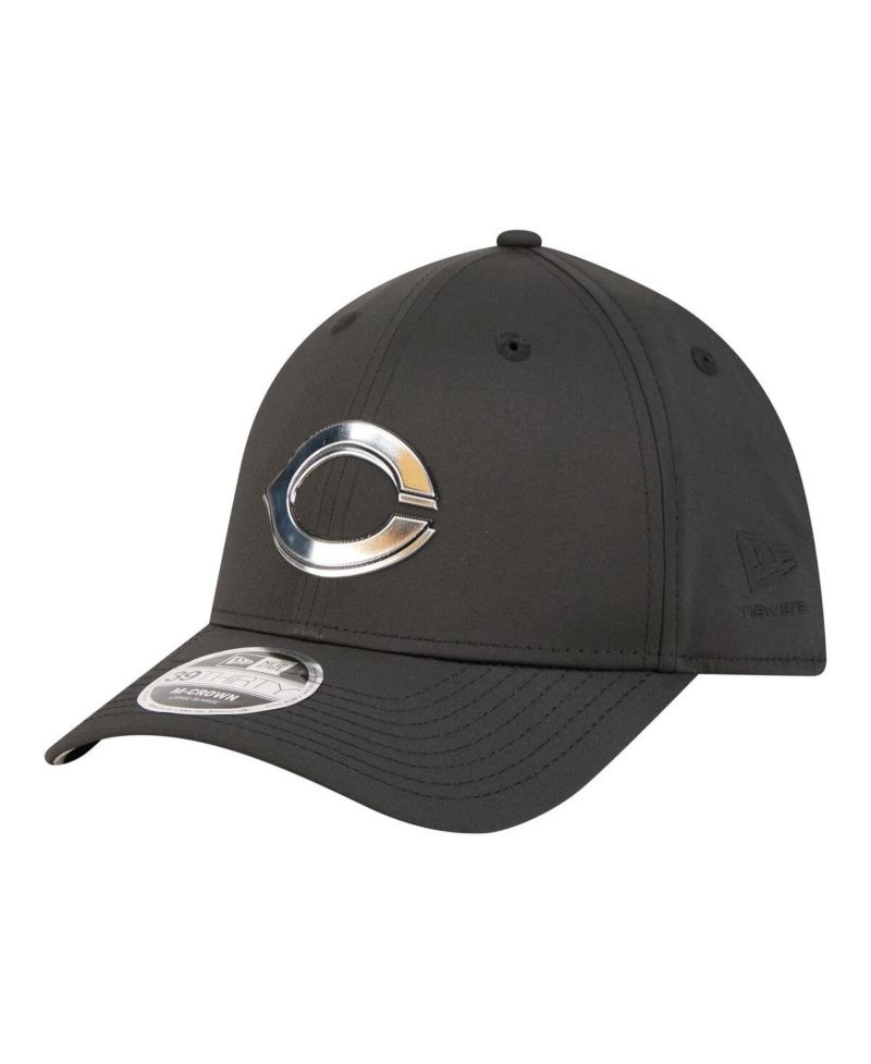 Men's Black Cincinnati Reds Metallic 39THIRTY M-Crown Flex Hat