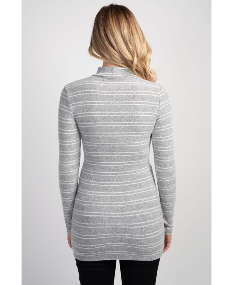 Maternity Striped Mock Neck Long-Sleeve Tunic