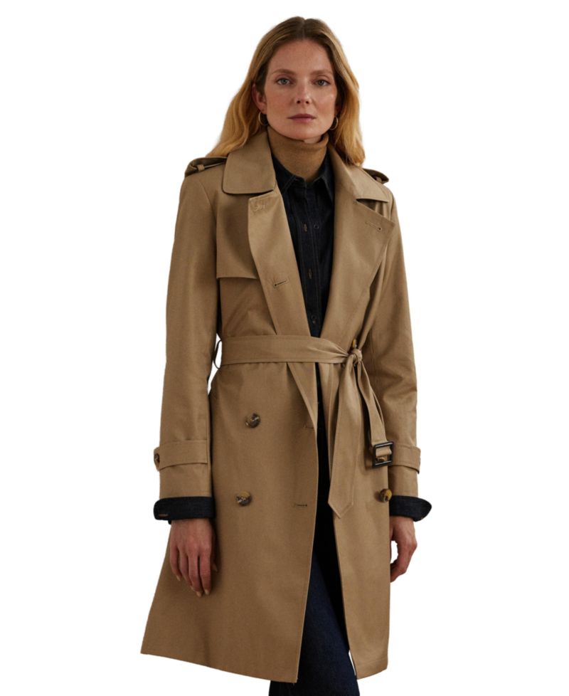 Petite Belted Water-Resistant Trench Coat