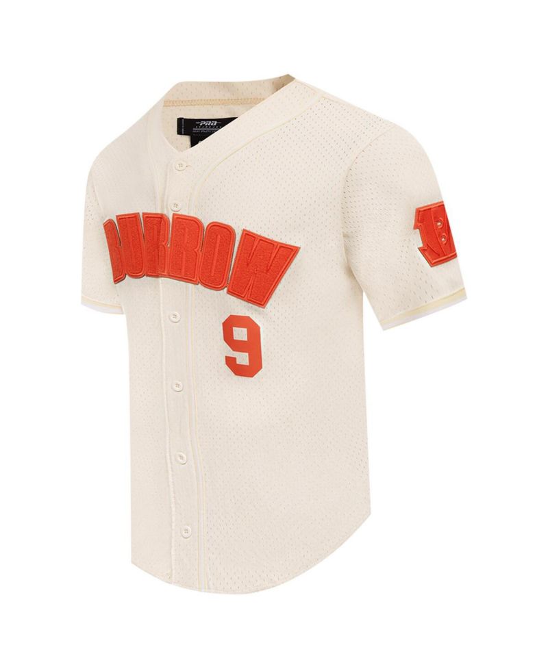 Men's Joe Burrow Cream Cincinnati Bengals Name & Number Triple Tonal Button-Up Baseball Jersey