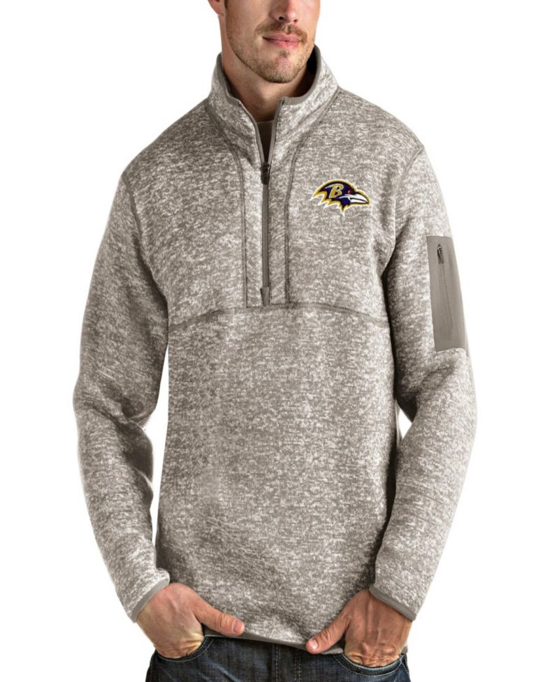 Men's Oatmeal Baltimore Ravens Fortune Quarter-Zip Pullover Jacket