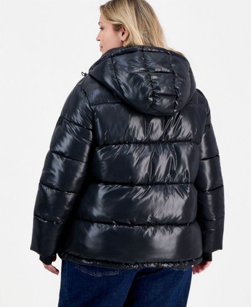 Plus Size Hooded Puffer Long-Sleeve Jacket
