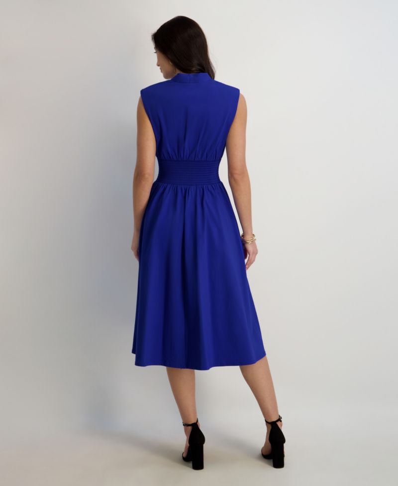 Women's Sleeveless V-Neck Zip-Front Maxi Dress