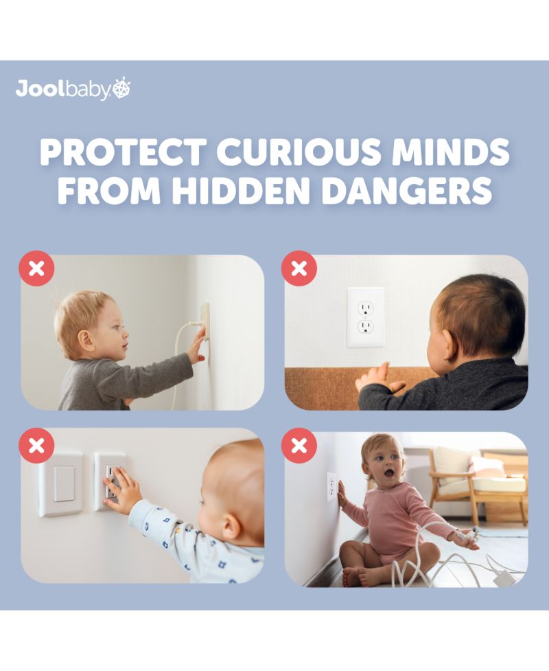 Toddler Jool Outlet Covers (32 Pack) Safety - Easy Adult Removal, Plug Protectors Proofing Electric Sockets - Transparent Design
