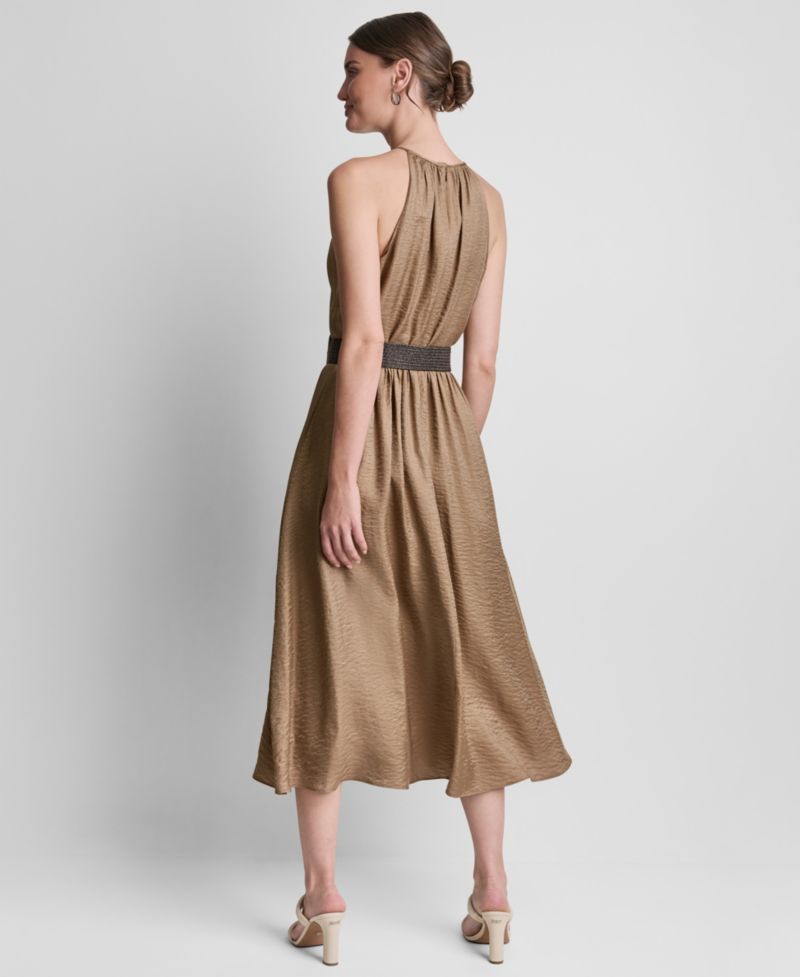 Women's Sleeveless Halter Midi Dress