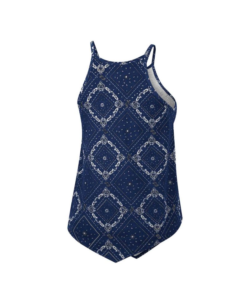 Women's x Wrangler Navy Distressed Michigan Wolverines Bandana Tank Top
