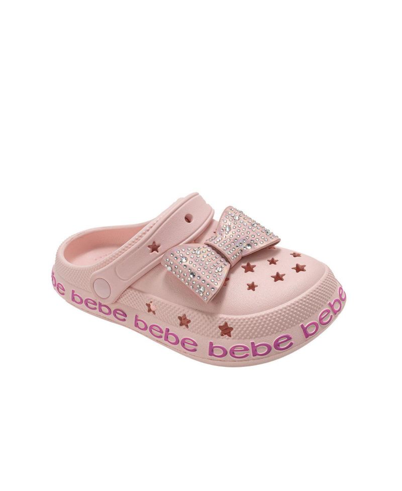 Little Girls EVE Lightweight Clogs - Slip - On with Rhinestone Covered Bow